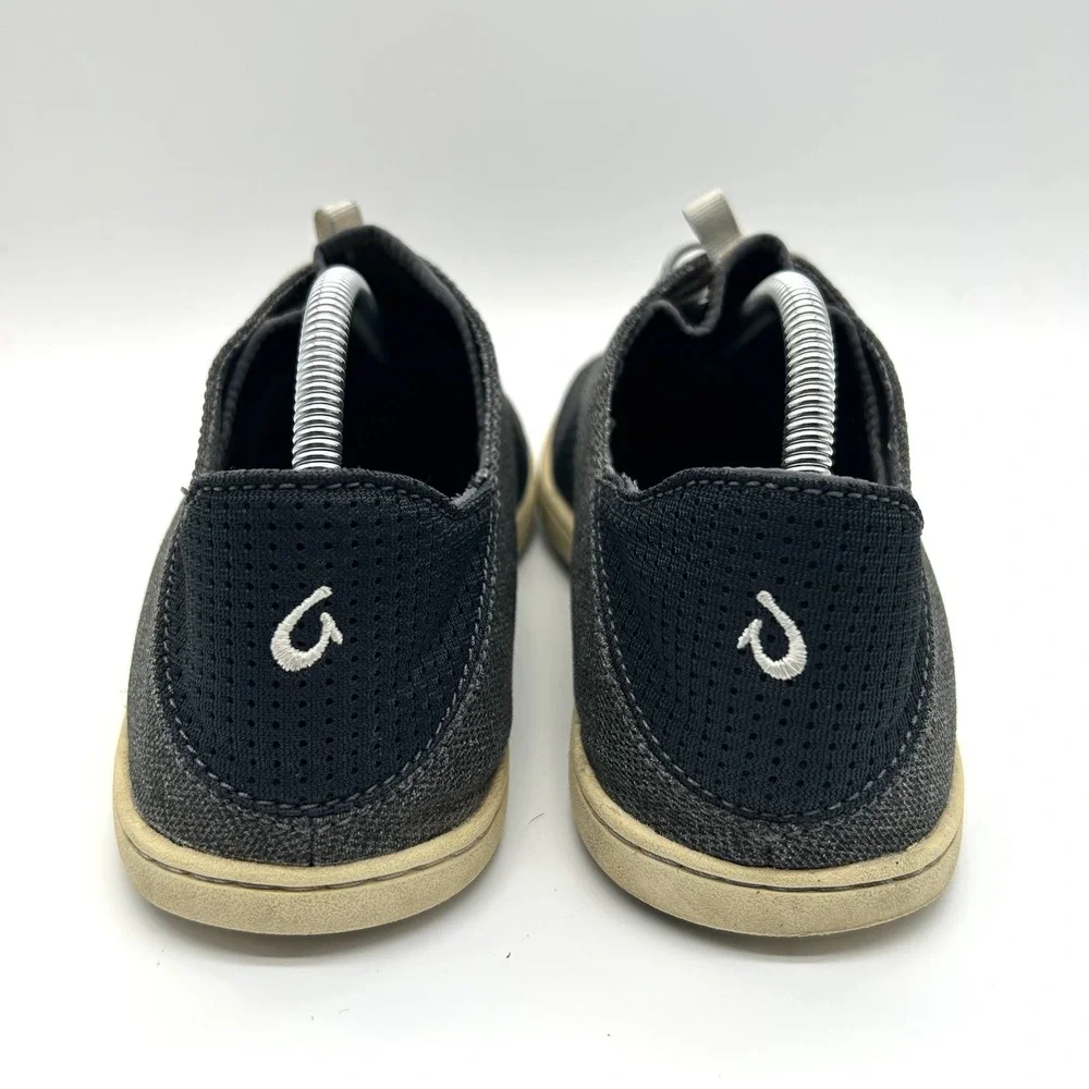 Olukai Nohea Moku Sneakers Mens Size 10 Black Charcoal Mesh Boat Shoes Casual